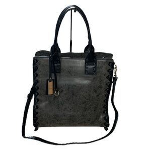 Dudlin Firenze distressed look black crossbody handbag NWOT